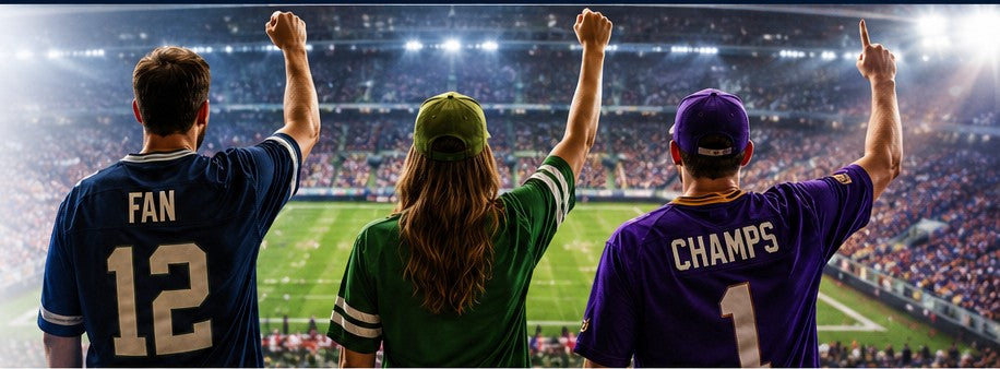 Sports fans cheering in a stadium