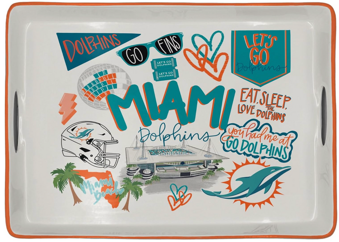 NFL Miami Dolphins Loco Fan Large Serving Tray w/Handles